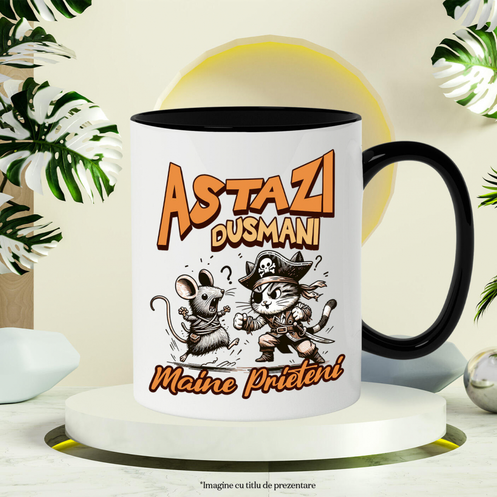 Cana Personalizata "Lupta Soarece și Motan Pirat - Astăzi Dușmani, Mâine Prieteni" [3]