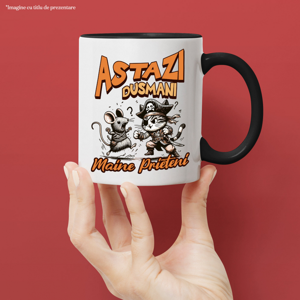 Cana Personalizata "Lupta Soarece și Motan Pirat - Astăzi Dușmani, Mâine Prieteni" [2]