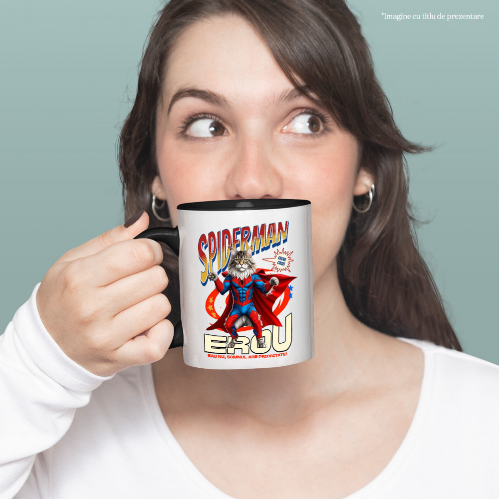Cana Personalizata Pisică Maine Coon în Costum Spider-Man - Cadou Personalizat pentru Iubitorii de Pisici și Copii [2]
