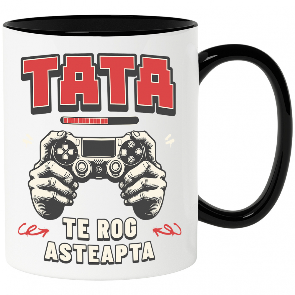 Cana Personalizata Mâini de Bărbat cu Manetă de Jocuri Video - Cadou Personalizat „Tata Te Rog Așteaptă” pentru Familie și Prieteni [1]