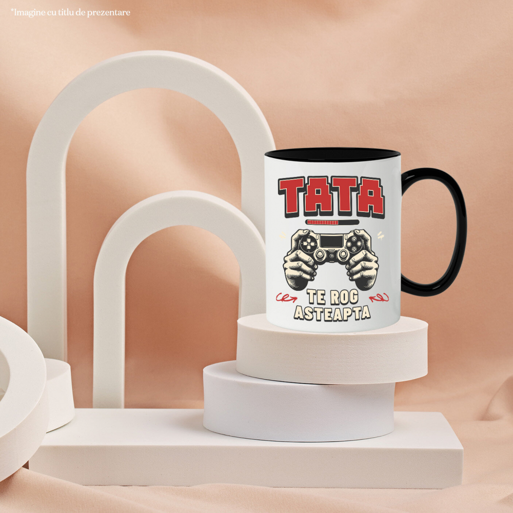 Cana Personalizata Mâini de Bărbat cu Manetă de Jocuri Video - Cadou Personalizat „Tata Te Rog Așteaptă” pentru Familie și Prieteni [3]