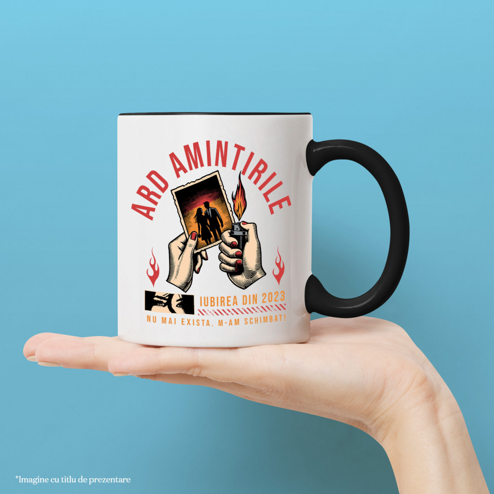 Cana Personalizata Cadou Personalizat Mâini Femeie Foc cu Text „Ard Amintirile Iubirea din 2023” [2]