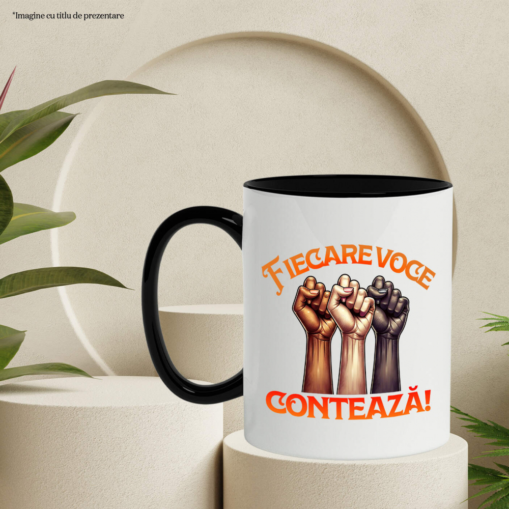 Cana Personalizata „Fiecare Voce Contează” - Mâini Unite, Nuanțe Diverse | Cadou Inspirational Personalizat pentru Familie și Prieteni [3]