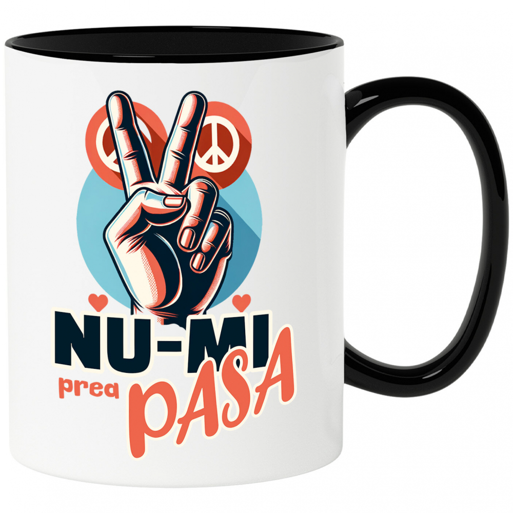 Cana Personalizata Semn de Pace Sarcastic „Nu-mi Prea Pasă” cu Inimi Roșii - Cadou Personalizat Amuzant [1]