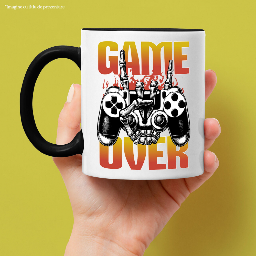 Cana Personalizata Manetă Joc Video cu Mâna Schelet „Game Over” - Cadou Personalizat pentru Gameri și Familie [2]