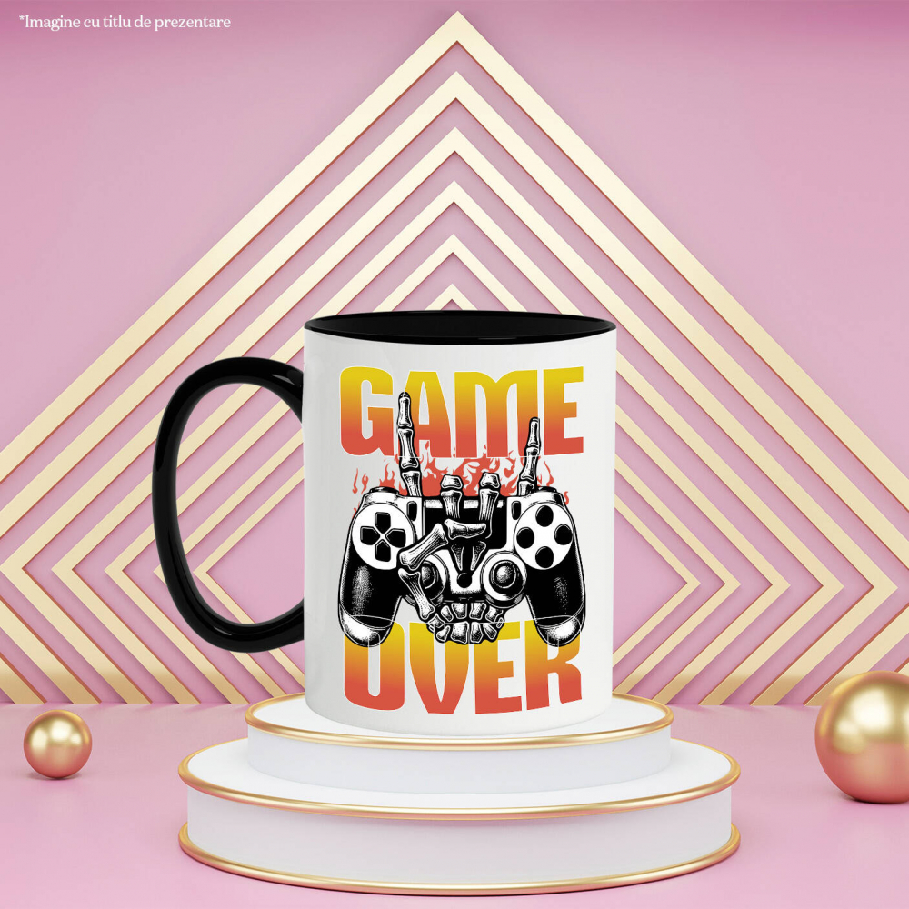 Cana Personalizata Manetă Joc Video cu Mâna Schelet „Game Over” - Cadou Personalizat pentru Gameri și Familie [3]