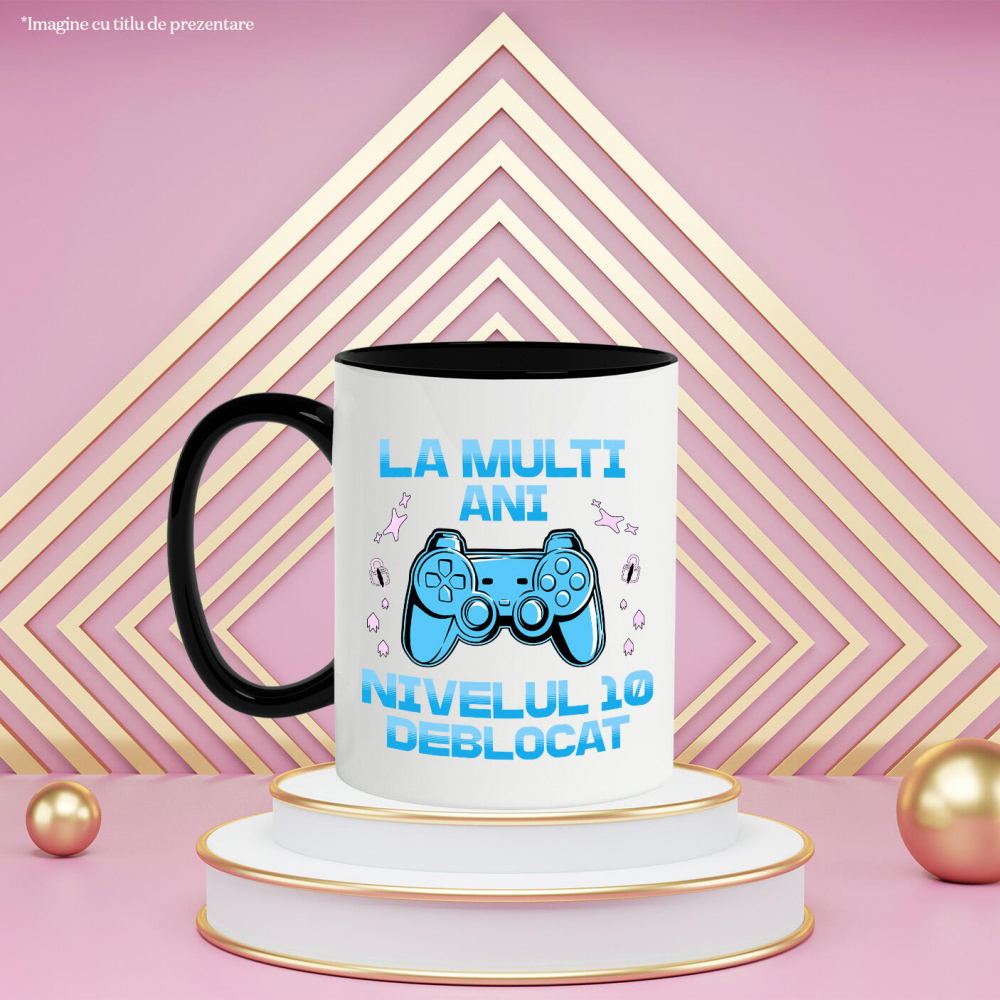 Cana Personalizata Maneta Joc Video „La Mulți Ani Nivelul 10” - Cadou Personalizat pentru Gameri și Iubitorii de Lumea Digitală [3]
