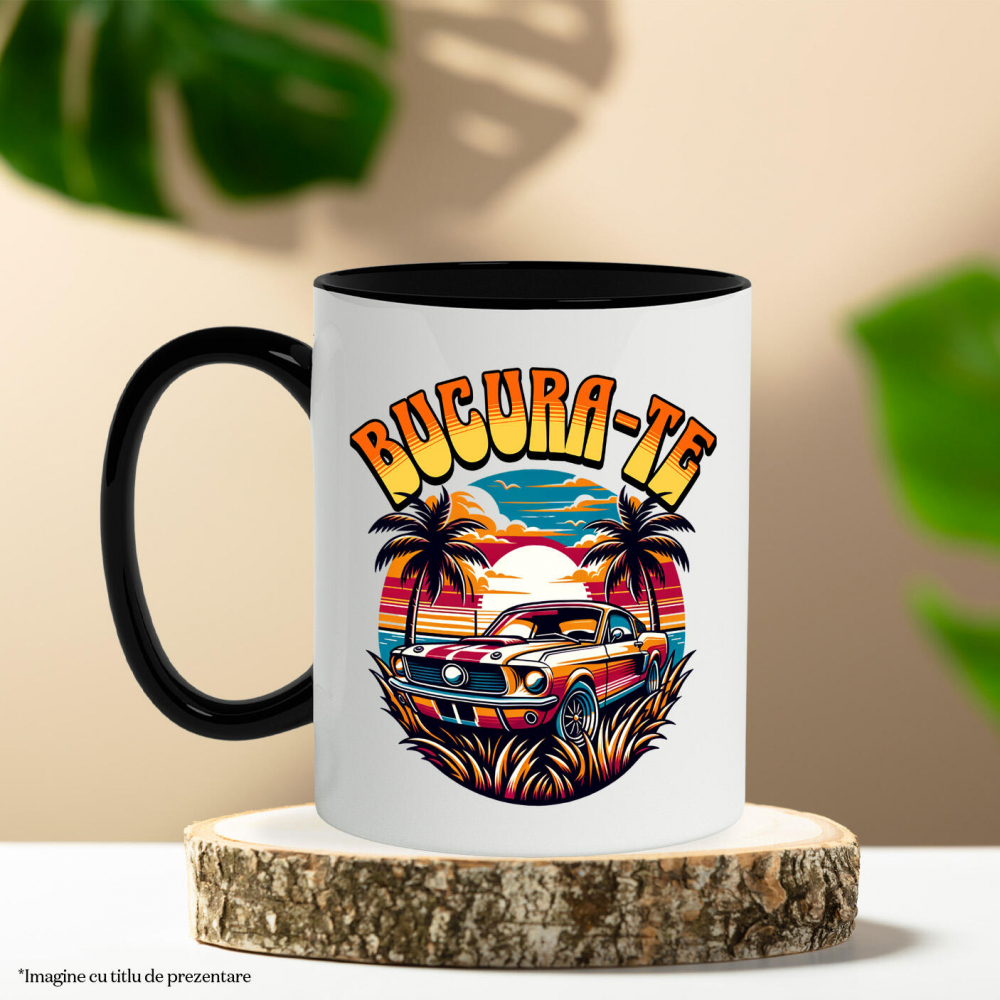 Cana Personalizata Mașină Vintage de Curse – Apus de Soare pe Insulă Tropicală [3]