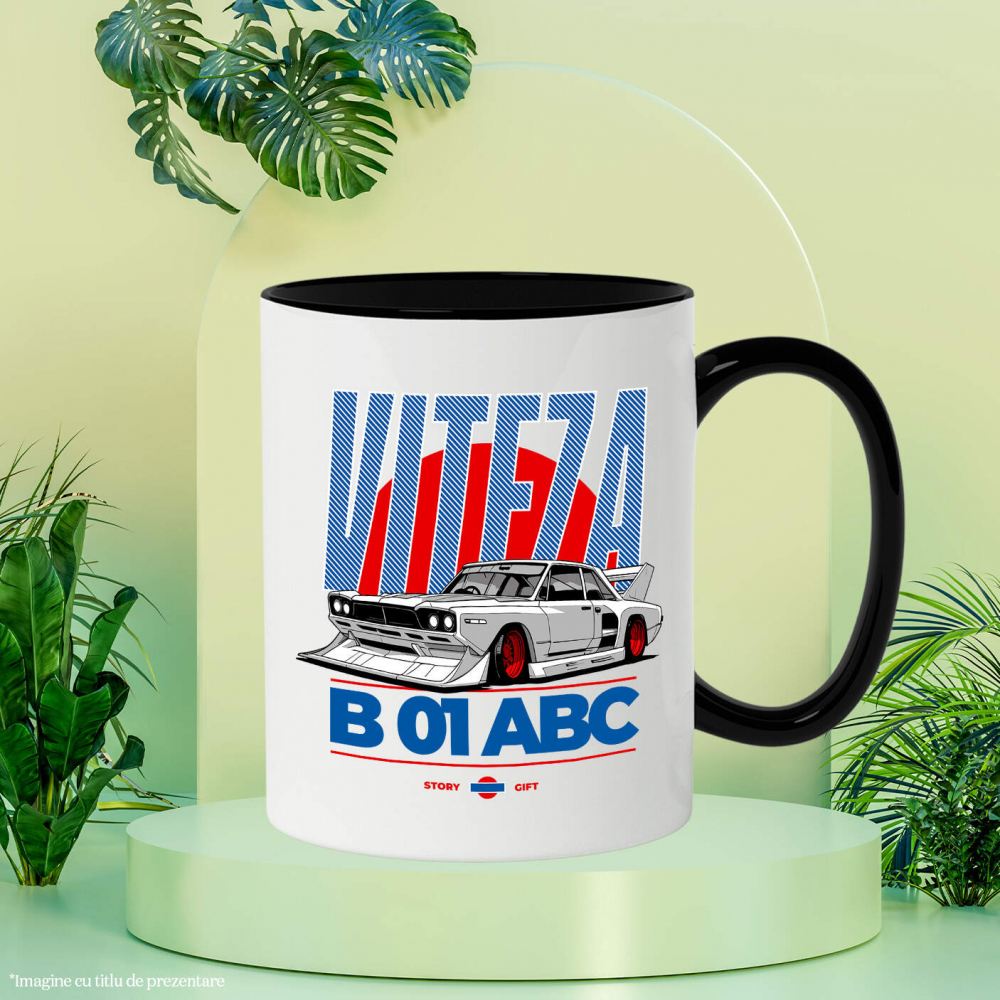 Cana Personalizata Mașină Gri De Curse – Motor Puternic și Roți Roșii pentru Viteză Extremă [3]