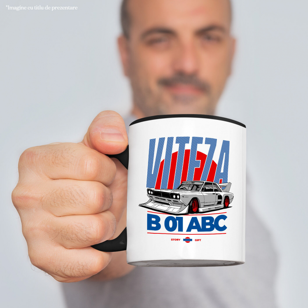 Cana Personalizata Mașină Gri De Curse – Motor Puternic și Roți Roșii pentru Viteză Extremă [2]