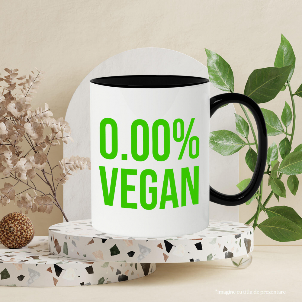 Cana Personalizata Cadou personalizat cu mesaj haios „0,00% Vegan, Carne, Mâncare, Pofticios” – Perfect pentru iubitorii de mâncare [3]