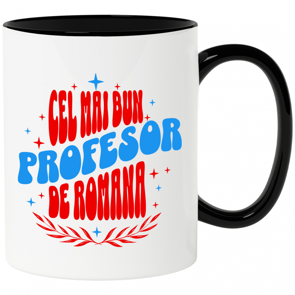 Cana Personalizata Profesor de Română – Iluzie Optică cu Stele Colorate – Educație și Pasiune [1]