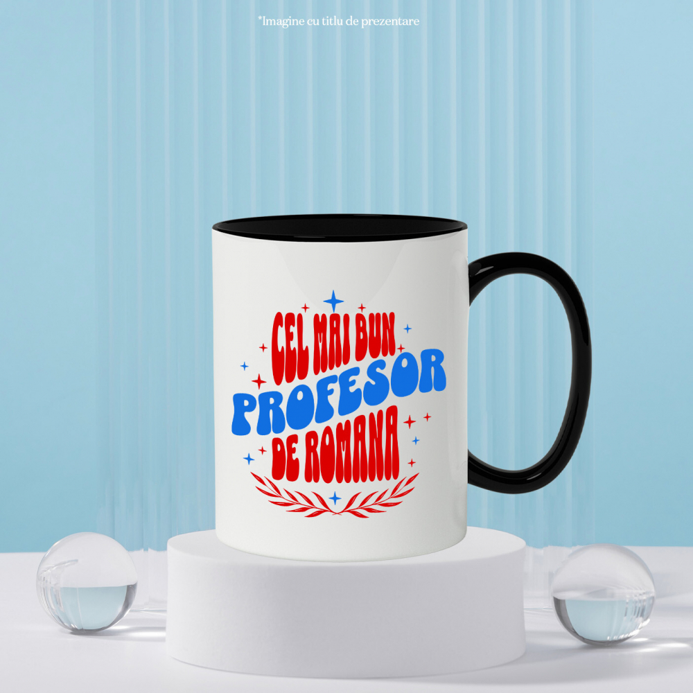 Cana Personalizata Profesor de Română – Iluzie Optică cu Stele Colorate – Educație și Pasiune [3]