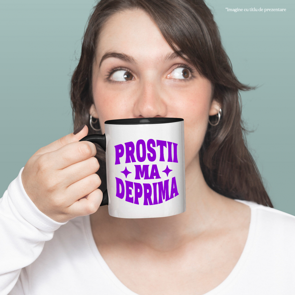 Cana Personalizata „Prostii mă deprimă, dar te iubesc” - Mesaj Haios și Sarcastic pentru Iubitori de Glume [2]