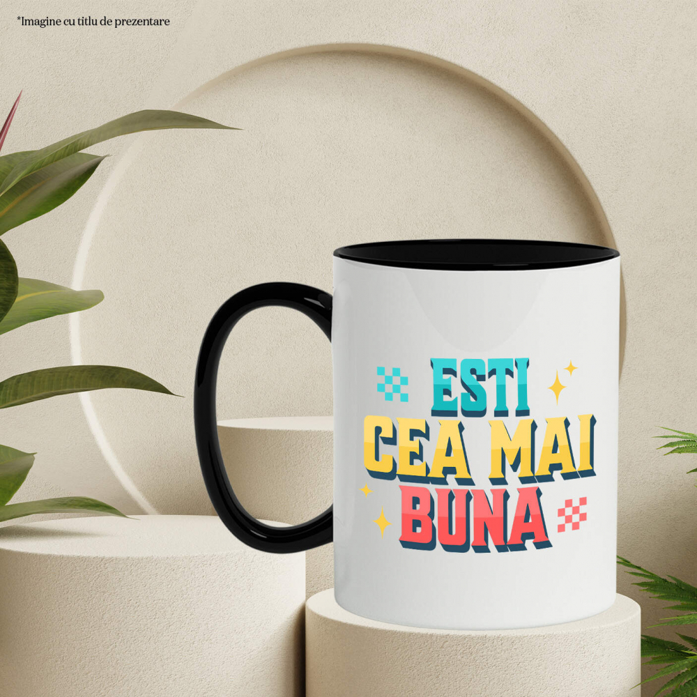 Cana Personalizata „Ești Cea Mai Bună” – Cadou Romantic Personalizat cu Steagul României | Mesaj de Iubire [3]