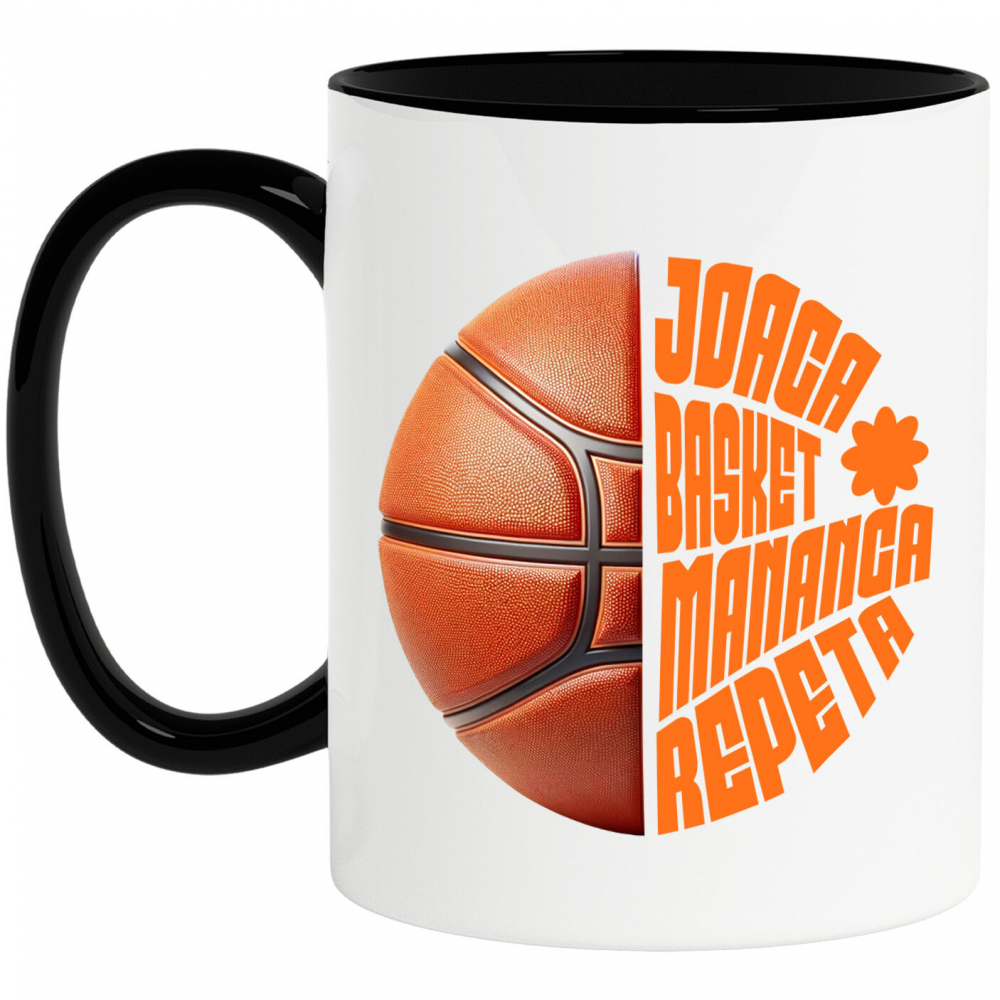 Cana Personalizata Minge Baschet Design Complex – Rutina Zilnică „Joacă Baschet, Mănâncă, Repetă” [1]