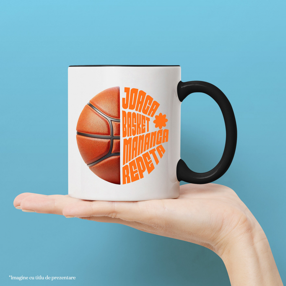 Cana Personalizata Minge Baschet Design Complex – Rutina Zilnică „Joacă Baschet, Mănâncă, Repetă” [2]