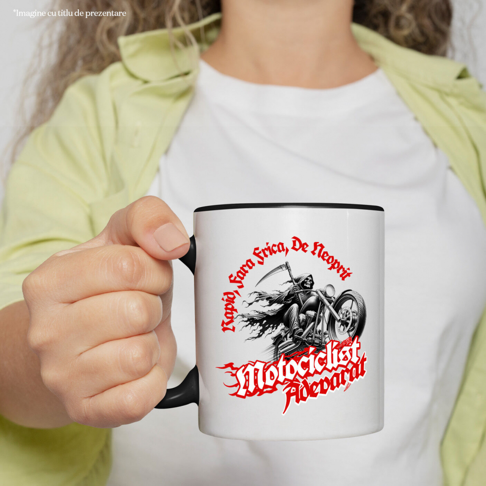 Cana Personalizata Moartea cu Coasa pe Motocicletă – Design Horror și Misterios [2]