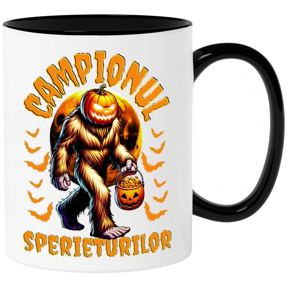 Cana Personalizata Monstru cu Păr și Cap de Dovleac | „Campionul Sperieturilor” | Cadou Personalizat Halloween [1]