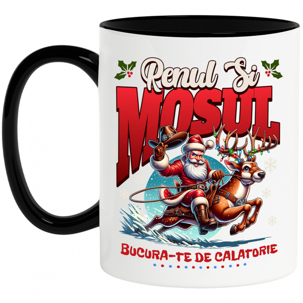 Cana Personalizata Moș Crăciun pe Ren Impodobit - Bucură-te de Călătoria Rapidă și Cadouri Personalizate [1]