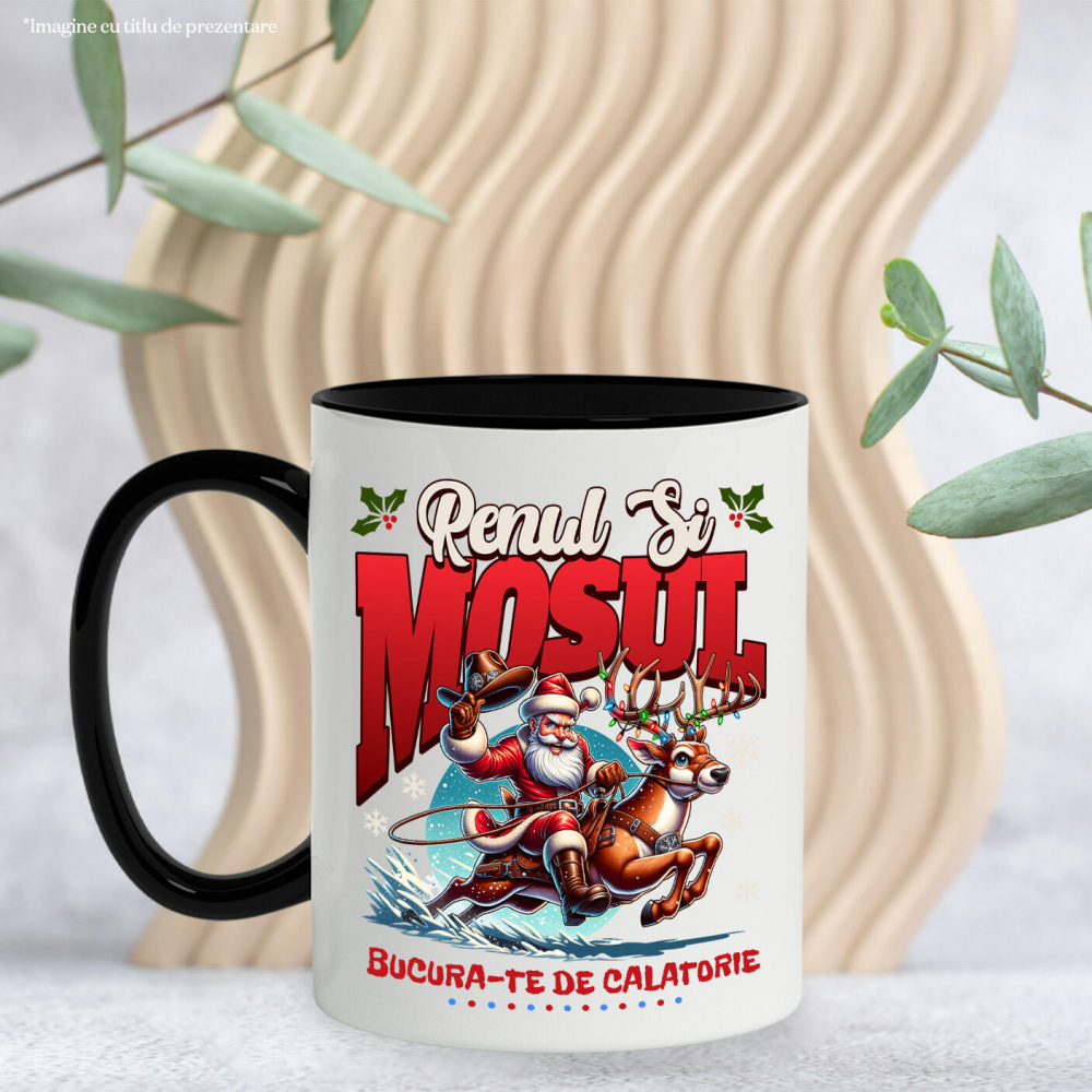 Cana Personalizata Moș Crăciun pe Ren Impodobit - Bucură-te de Călătoria Rapidă și Cadouri Personalizate [3]