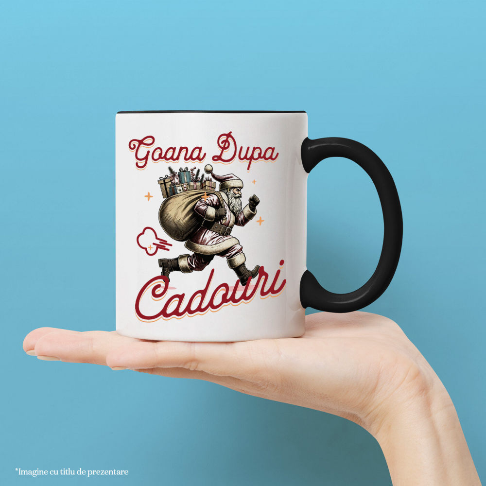 Cana Personalizata Goana după Cadouri! Moș Crăciun Alergând cu Sac de Cadouri – Cadouri Personalizate pentru Familie [2]
