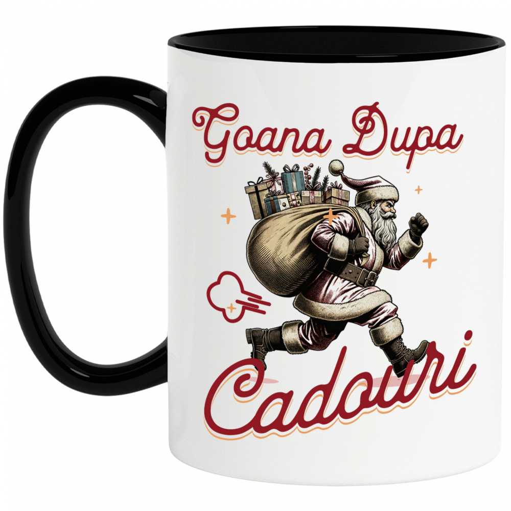Cana Personalizata Goana după Cadouri! Moș Crăciun Alergând cu Sac de Cadouri – Cadouri Personalizate pentru Familie [1]