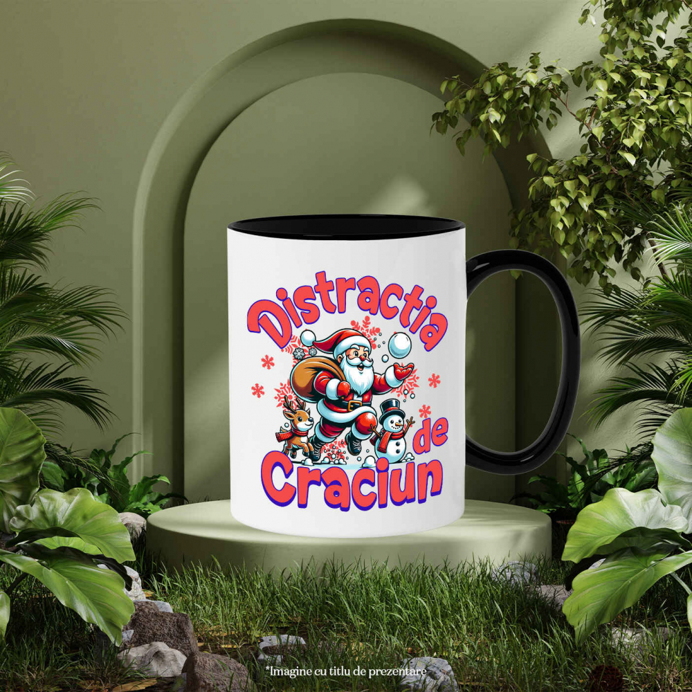 Cana Personalizata Moș Crăciun Bătaie cu Bulgari – Distracția de Crăciun cu Reni și Om de Zăpadă [3]