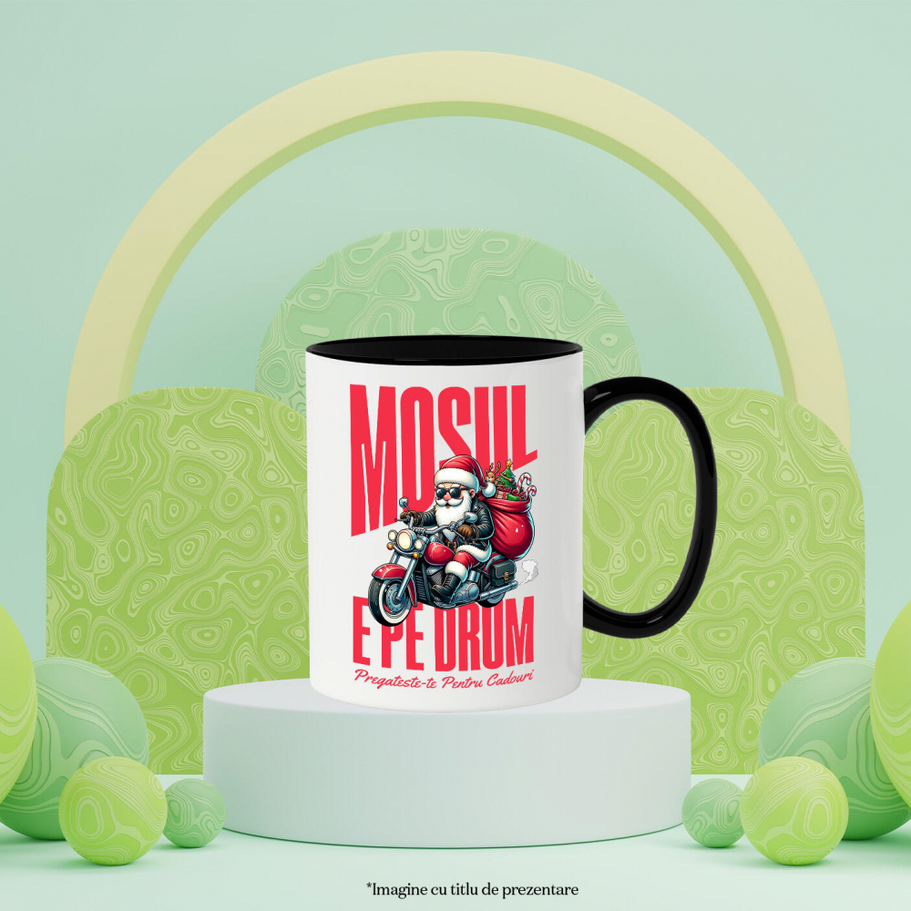 Cana Personalizata Moș Crăciun Cool Pe Motocicletă - Pregătește-te Pentru Cadouri De Crăciun [3]