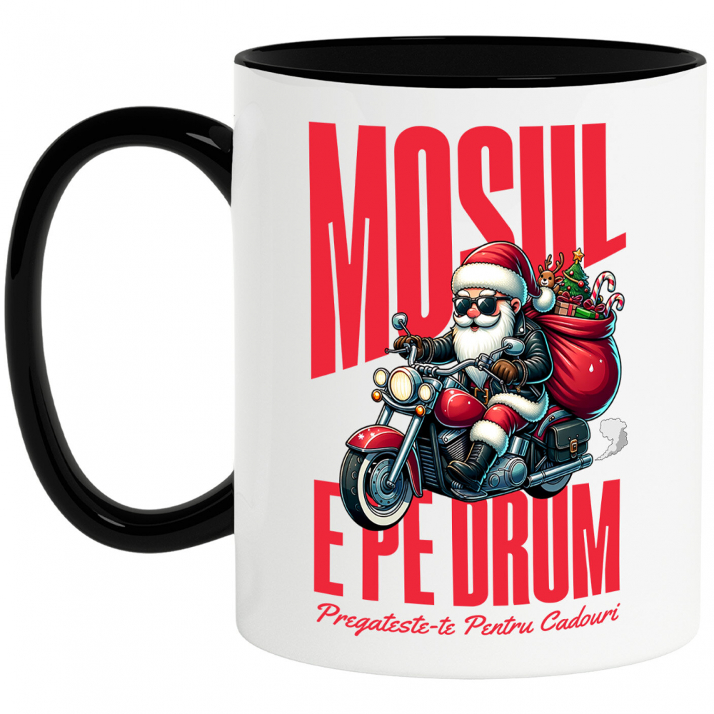 Cana Personalizata Moș Crăciun Cool Pe Motocicletă - Pregătește-te Pentru Cadouri De Crăciun [1]
