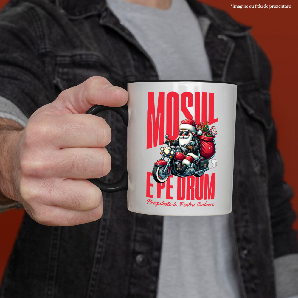 Cana Personalizata Moș Crăciun Cool Pe Motocicletă - Pregătește-te Pentru Cadouri De Crăciun [2]