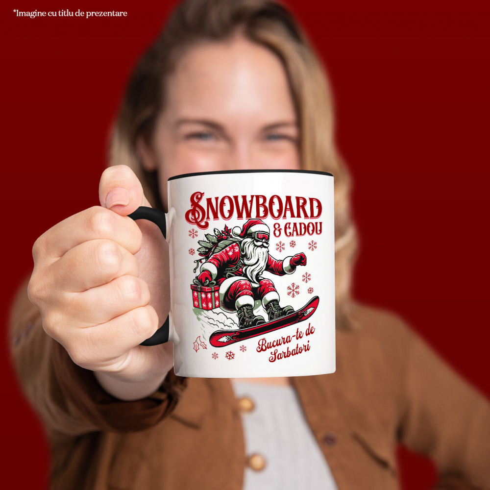 Cana Personalizata Moș Crăciun pe Snowboard cu Cadou – Cadouri Personalizate pentru Sărbători De Neuitat [2]