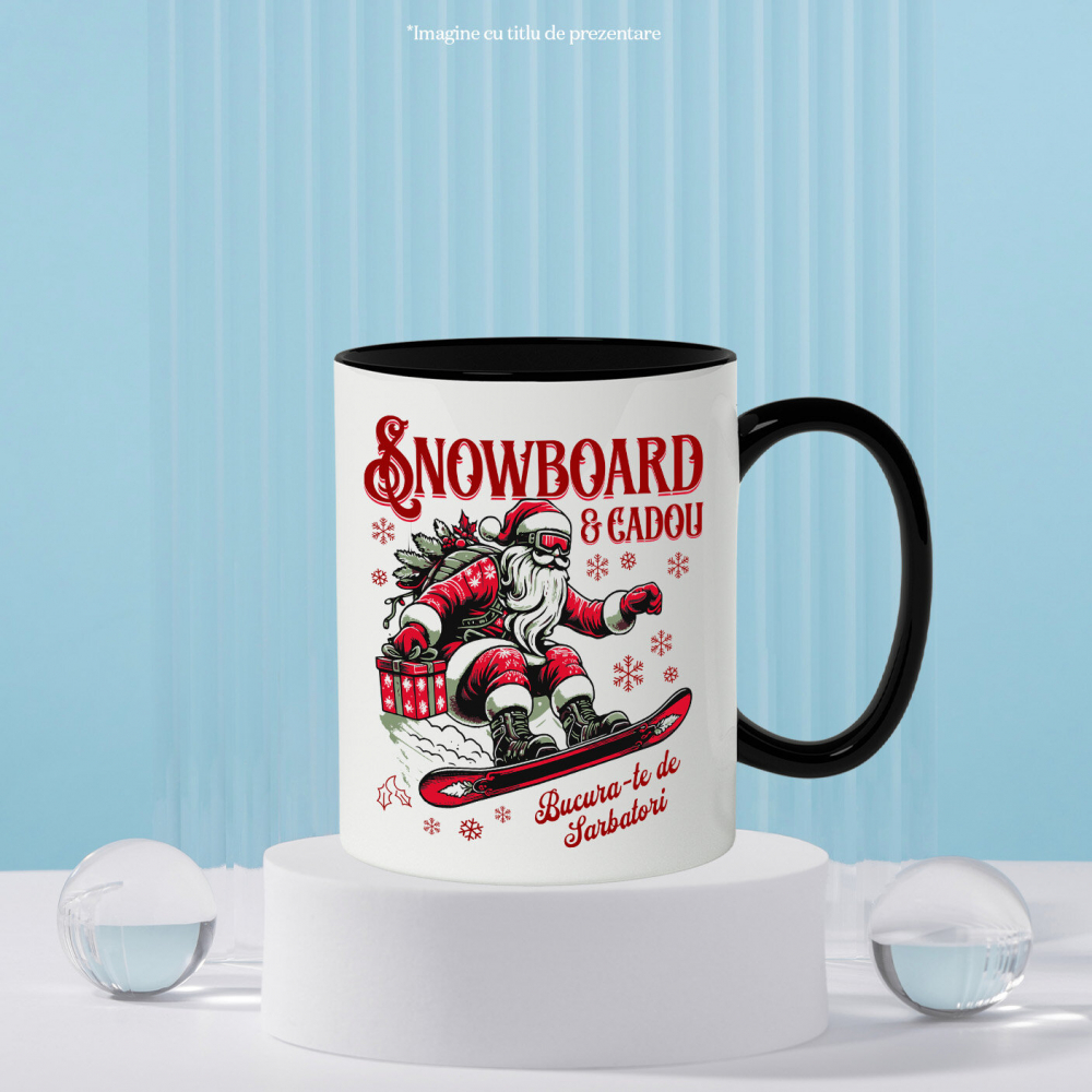 Cana Personalizata Moș Crăciun pe Snowboard cu Cadou – Cadouri Personalizate pentru Sărbători De Neuitat [3]