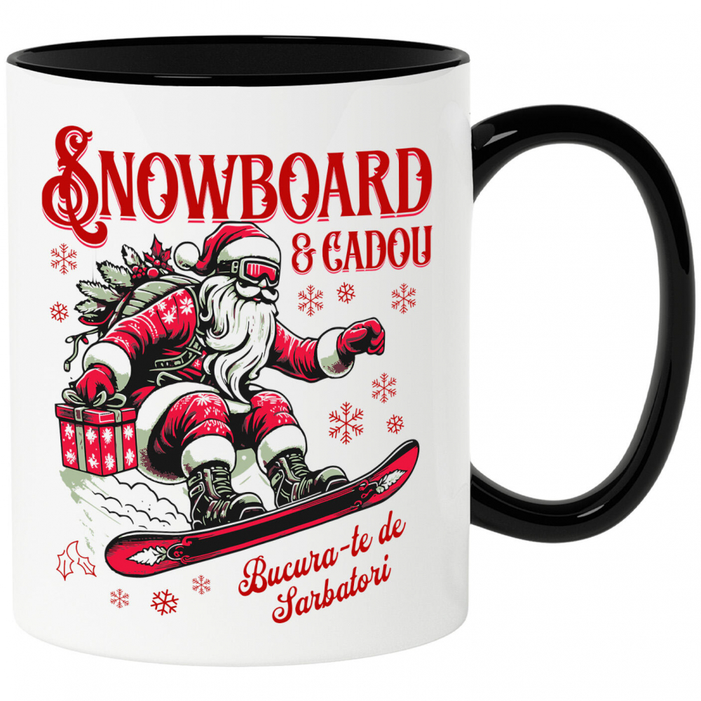 Cana Personalizata Moș Crăciun pe Snowboard cu Cadou – Cadouri Personalizate pentru Sărbători De Neuitat [1]