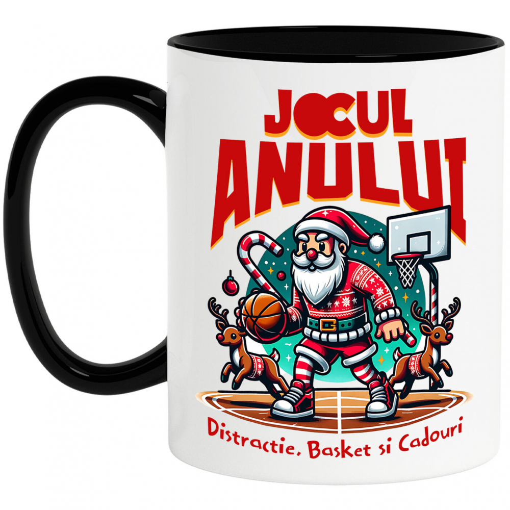 Cana Personalizata Moș Crăciun pe Terenul de Baschet – Cadouri Personalizate pentru Familie și Prieteni [1]