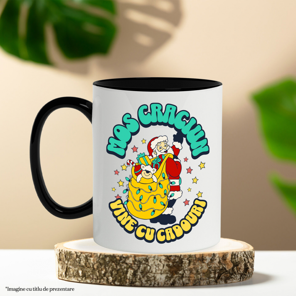 Cana Personalizata Tricou Personalizat Crăciun – Moș Crăciun Vesel cu Sac Plin de Cadouri [3]