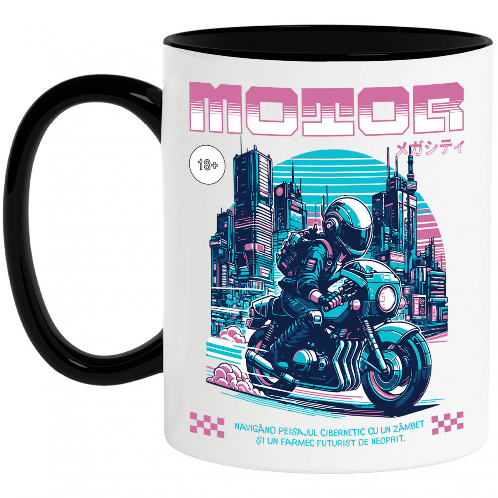 Cana Personalizata Motociclist Viteză Noaptea în Orașul Tokyo – Design Urban și Vibrant [1]