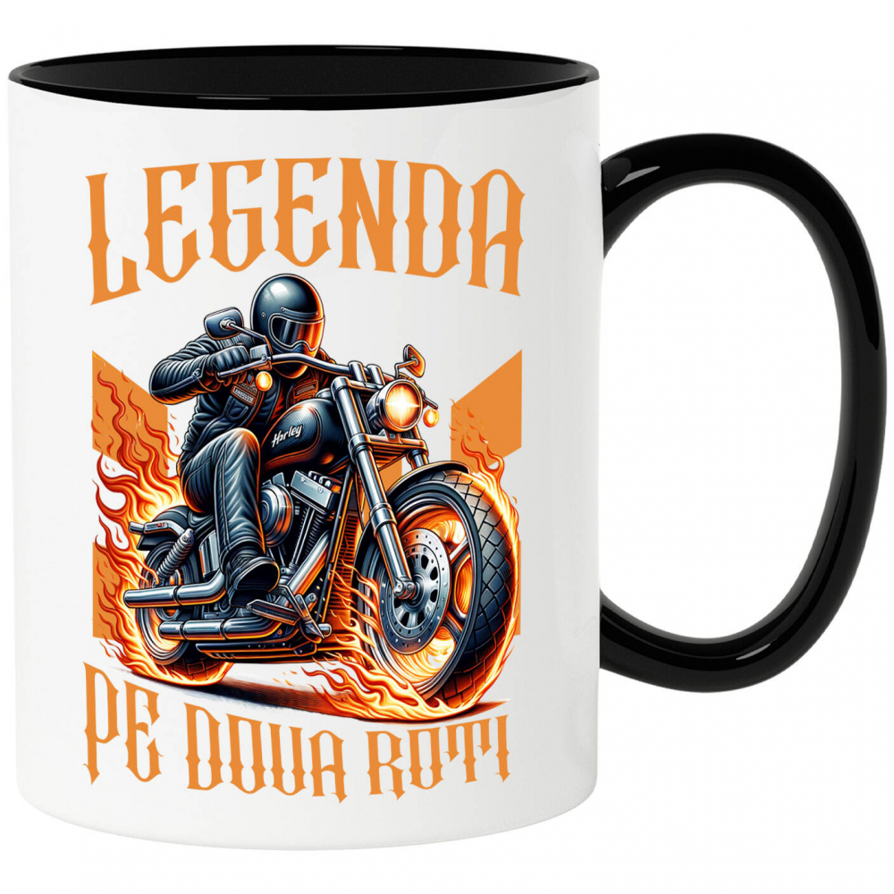 Cana Personalizata Motociclist cu Geacă de Piele – Protecție, Flăcări și Pasiune Moto [1]