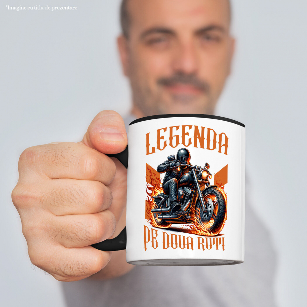 Cana Personalizata Motociclist cu Geacă de Piele – Protecție, Flăcări și Pasiune Moto [2]