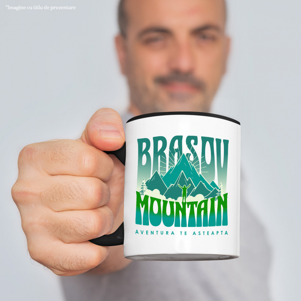 Cana Personalizata "Aventura Montană în Brașov – Munte Înalt și Siluetă Umană Pe Stâncă" [2]