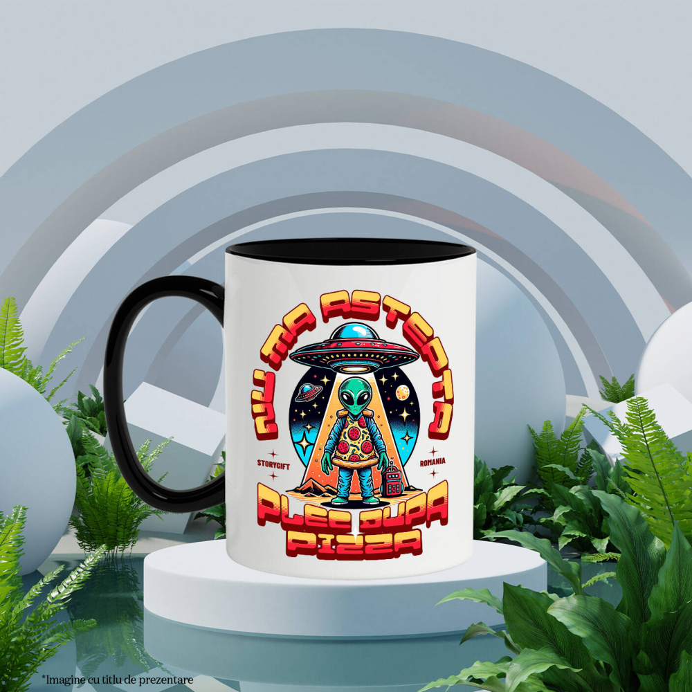 Cana Personalizata Nava spațială cu pizza personalizată și mesaj haios – Cadou original pentru iubitorii de pizza [3]