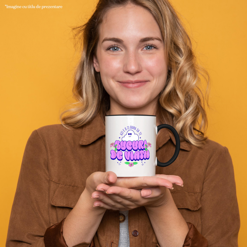 Cana Personalizata Bucură-te de Viață – Tricou Personalizat cu Norișor Pufos și Mesaj Inspirațional [2]