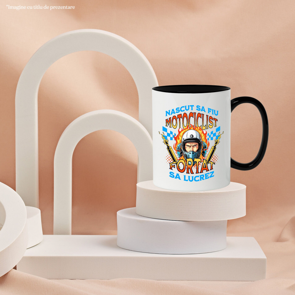 Cana Personalizata Om Cu Cască De Protecție, Motor, Tobele Eșapamentului și Flăcări – Pasiune Moto [3]