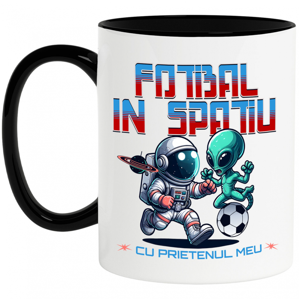 Cana Personalizata „Extraterestru și Astronaut Meci Fotbal în Spațiu – Cadouri Personalizate pentru Familie, Tati și Copii” [1]