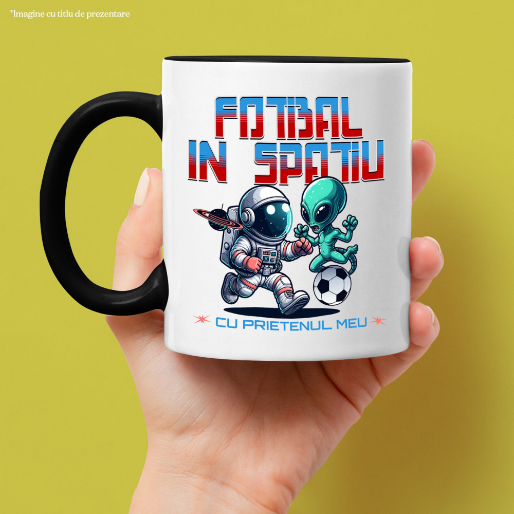 Cana Personalizata „Extraterestru și Astronaut Meci Fotbal în Spațiu – Cadouri Personalizate pentru Familie, Tati și Copii” [2]