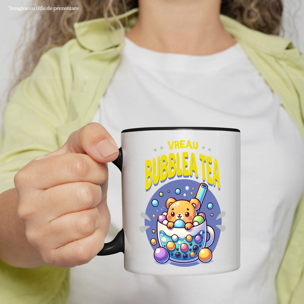 Cana Personalizata „Pahar cu Bule și Ursuleț pentru Ceai Rece - Bubble Tea Cadou Personalizat” [2]