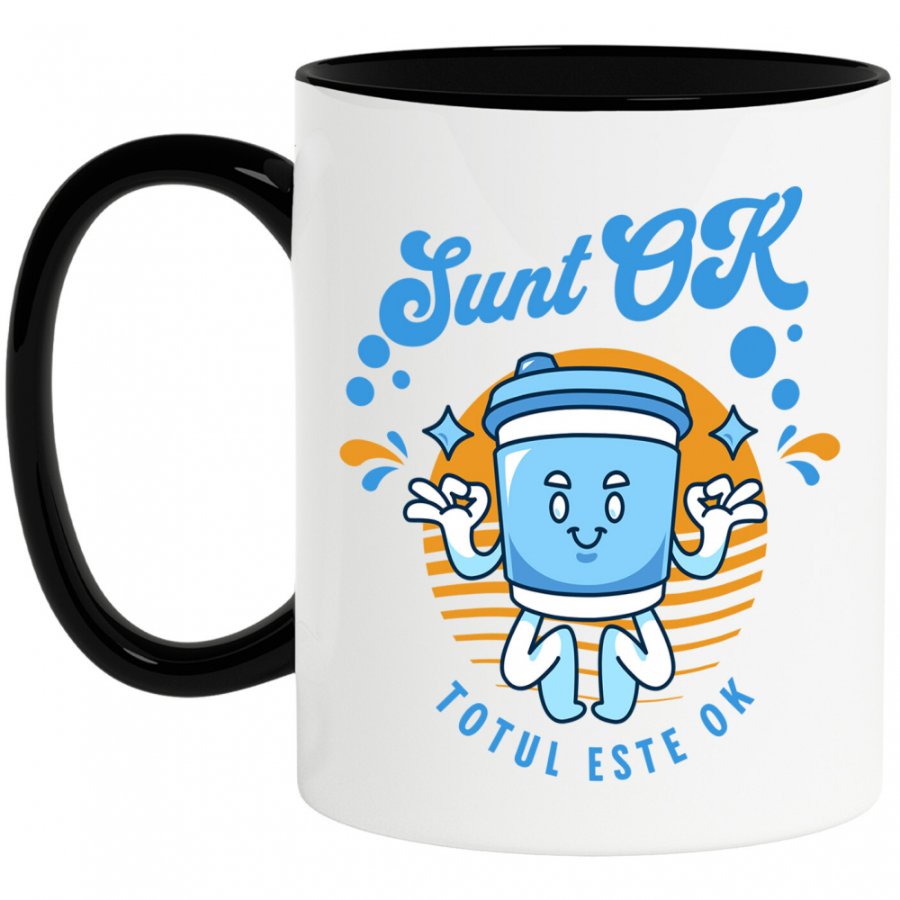 Cana Personalizata „Pahar Personalizat Yoga 'Sunt Ok, Totul Este Ok' – Cadou Motivațional pentru Familie și Yoga” [1]