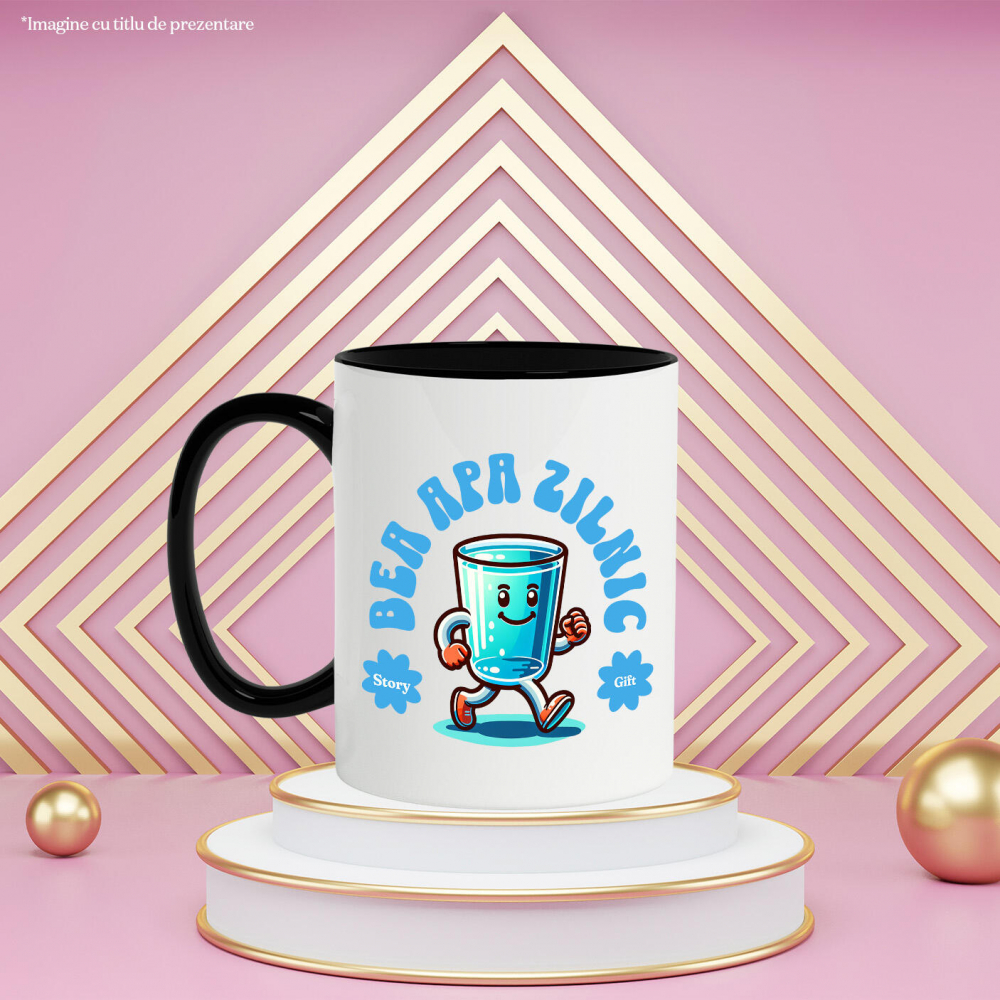 Cana Personalizata „Pahar Personalizat 'Bea Apă Zilnic' – Cadou Vesel pentru Familie, Copii și Hidratare” [3]