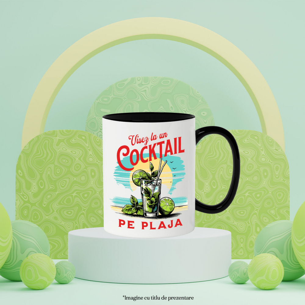 Cana Personalizata „Pahar Cocktail Personalizat cu Apus de Soare și Menta – Cadou pentru Vacanță și Petreceri” [3]