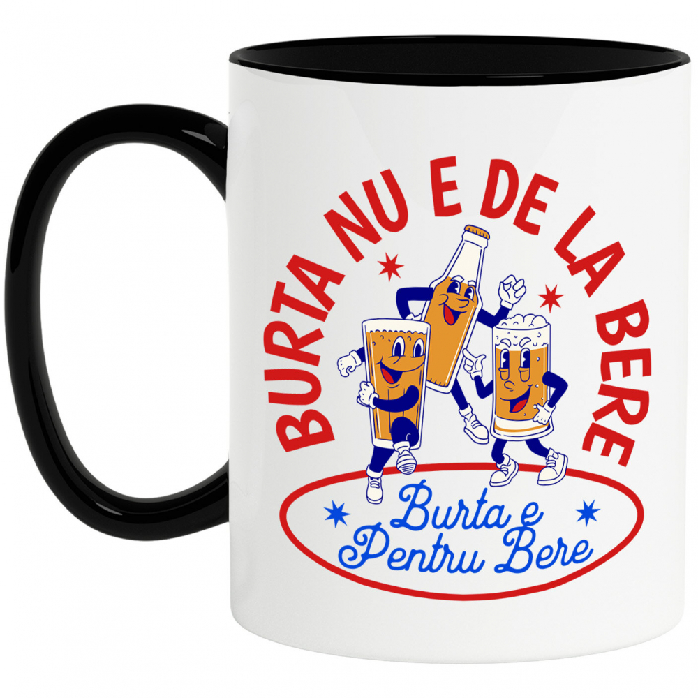 Cana Personalizata „Halba și Sticla de Bere Personalizată cu Mesaj Amuzant „Burta Nu E De La Bere, Burta E Pentru Bere” - Cadou Perfect pentru Petrecere și Distracție” [1]